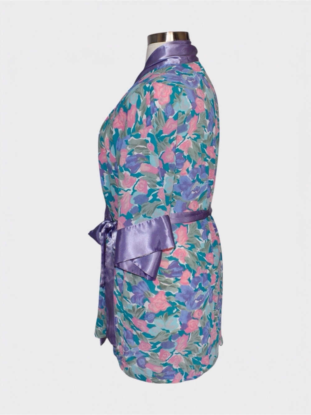 Victorias Secret Vintage 80s Floral Kimono Robe Wrap Gold Label - Picture 4 of 5